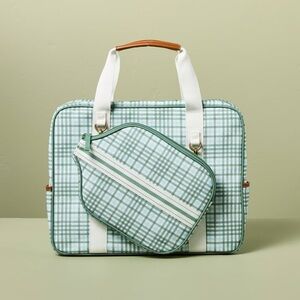 Hearth & Hand with Magnolia Plaid Pickleball Bag & Paddle Cover Set Green/Blue -